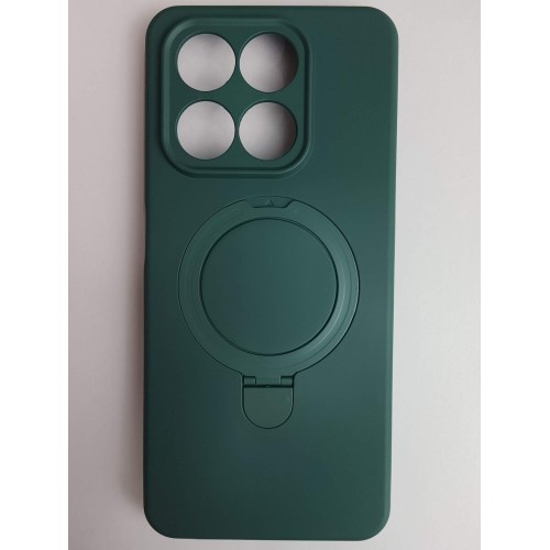 Чехол силиконовый Honor X7D MagSafe цветной с кольцом темно-зеленый