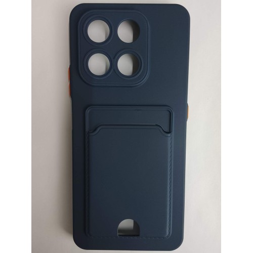 Чехол силиконовый Honor X7D матовый цветной с визитницей синий 