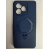 Чехол силиконовый Honor X8D MagSafe цветной с кольцом темно-синий