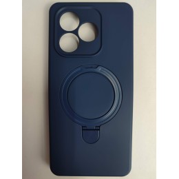 Чехол силиконовый Honor X8D MagSafe цветной с кольцом темно-синий