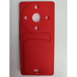 Чехол силиконовый Honor X9A матовый цветной с визитницей красный