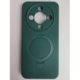 Чехол силиконовый Honor X9D MagSafe цветной с кольцом темно-зеленый
