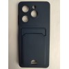 Чехол силиконовый Infinix Hot 40i/Smart 8 матовый цветной с визитницей темно-синий
