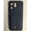 Чехол силиконовый Infinix Hot 50i/Smart 9 матовый цветной с визитницей темно-синий