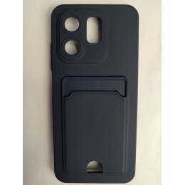 Чехол силиконовый Infinix Hot 50i/Smart 9 матовый цветной с визитницей темно-синий