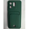 Чехол силиконовый Infinix Hot 50i/Smart 9 матовый цветной с визитницей темно-зеленый