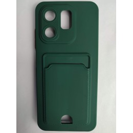 Чехол силиконовый Infinix Hot 50i/Smart 9 матовый цветной с визитницей темно-зеленый
