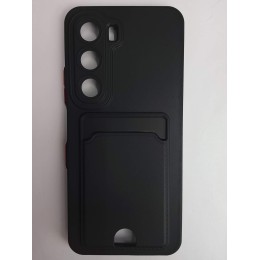 Чехол силиконовый Infinix Hot 60/60i матовый цветной с визитницей черный