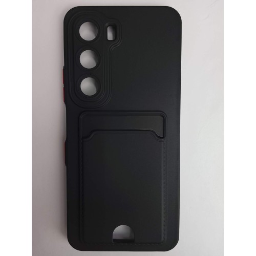 Чехол силиконовый Infinix Hot 60/60i матовый цветной с визитницей черный
