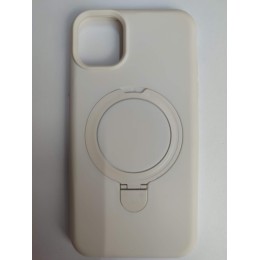 Чехол силиконовый iPhone 11 MagSafe цветной с кольцом белый