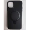 Чехол силиконовый iPhone 11 MagSafe цветной с кольцом черный