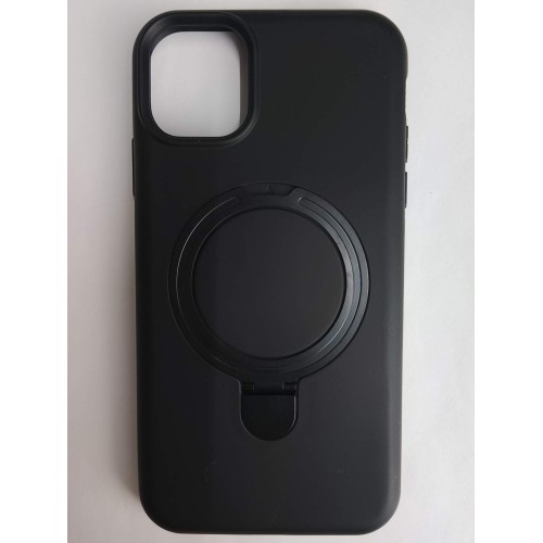Чехол силиконовый iPhone 11 MagSafe цветной с кольцом черный