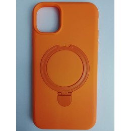 Чехол силиконовый iPhone 11 MagSafe цветной с кольцом оранжевый