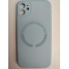 Чехол силиконовый iPhone 11 MagSafe под оригинал, закрытый низ голубой
