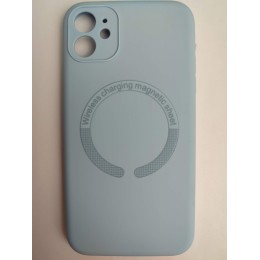Чехол силиконовый iPhone 11 MagSafe под оригинал, закрытый низ голубой