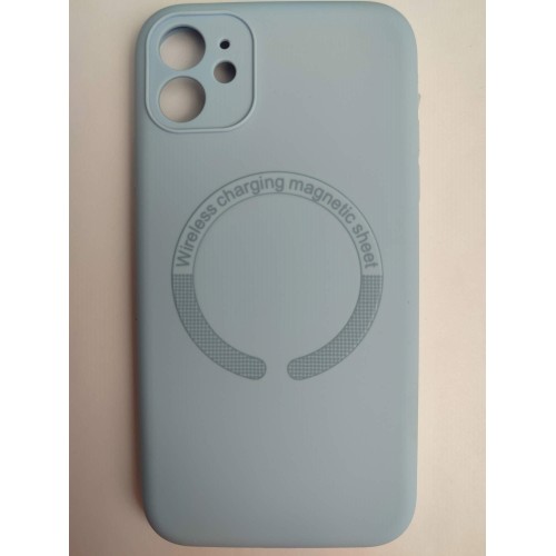 Чехол силиконовый iPhone 11 MagSafe под оригинал, закрытый низ голубой