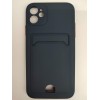 Чехол силиконовый iPhone 11 матовый цветной с визитницей темно-синий