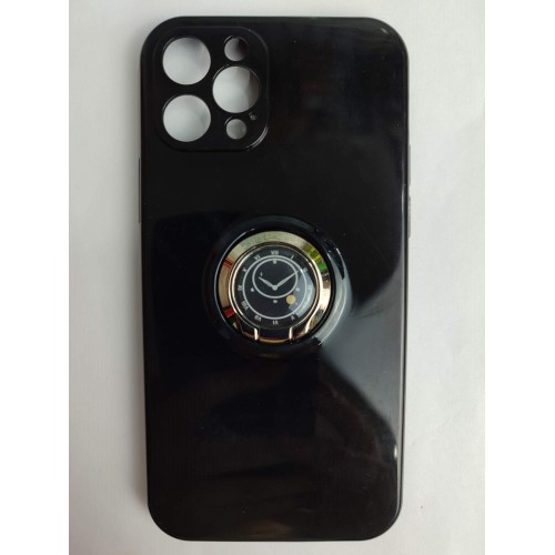 Чехол силиконовый iPhone 12 Pro с кольцом черный