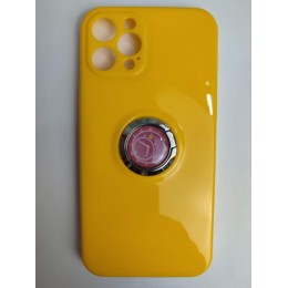 Чехол силиконовый iPhone 12 Pro с кольцом желтый