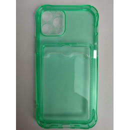 Чехол силиконовый iPhone 12 Pro с визитницей прозрачный (007) мятный