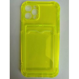 Чехол силиконовый iPhone 12 Pro с визитницей прозрачный (008) салатовый