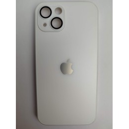 Чехол силиконовый iPhone 13 AG-GLASS стеклянный с лого белый