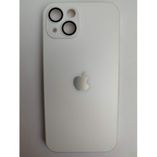 Чехол силиконовый iPhone 13 AG-GLASS стеклянный с лого белый
