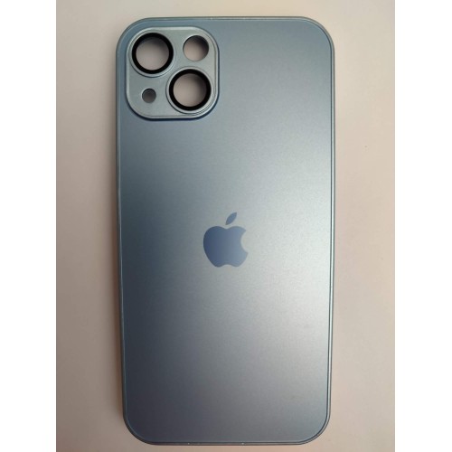 Чехол силиконовый iPhone 13 AG-GLASS стеклянный с лого голубой