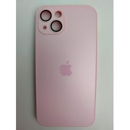 Чехол силиконовый iPhone 13 AG-GLASS стеклянный с лого розовый
