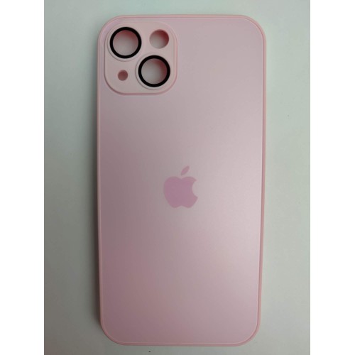 Чехол силиконовый iPhone 13 AG-GLASS стеклянный с лого розовый