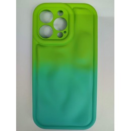 Чехол силиконовый iPhone 13 Pro Max ДУТЫЙ салатово-синий