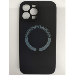 Чехол силиконовый iPhone 13 Pro Max Magsafe под оригинал (защита камеры) черный