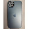 Чехол силиконовый iPhone 14 AG-GLASS стеклянный с лого голубой