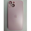 Чехол силиконовый iPhone 14 AG-GLASS стеклянный с лого розовый