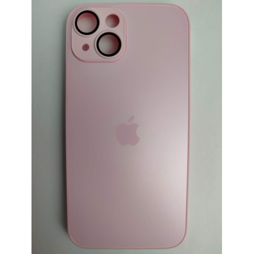 Чехол силиконовый iPhone 14 AG-GLASS стеклянный с лого розовый