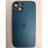 Чехол силиконовый iPhone 14 AG-GLASS стеклянный с лого синий