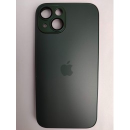 Чехол силиконовый iPhone 14 AG-GLASS стеклянный с лого темно-зеленый
