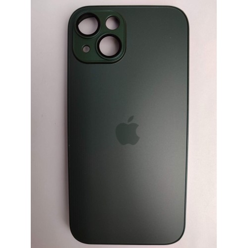 Чехол силиконовый iPhone 14 AG-GLASS стеклянный с лого темно-зеленый