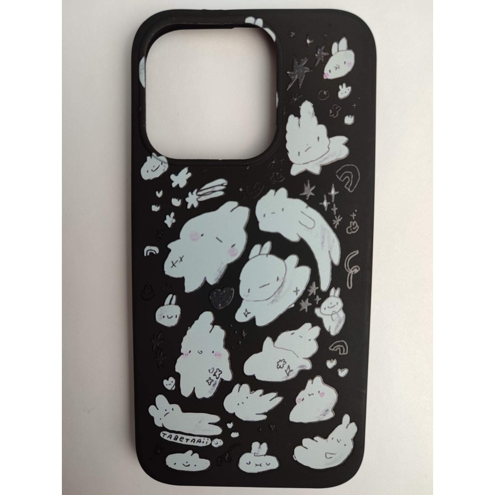 Чехол силиконовый iPhone 14 Pro Black Print (005)