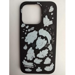 Чехол силиконовый iPhone 14 Pro Black Print (005)