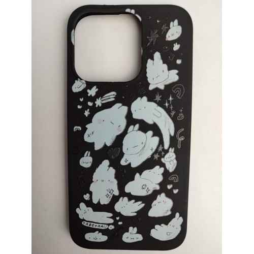 Чехол силиконовый iPhone 14 Pro Black Print (005)