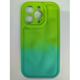 Чехол силиконовый iPhone 14 Pro ДУТЫЙ салатово-синий