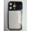 Чехол силиконовый iPhone 14 Pro глянцевый с защитным проемом голубой