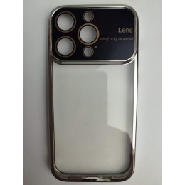 Чехол силиконовый iPhone 14 Pro глянцевый с защитным проемом серебристый