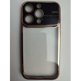 Чехол силиконовый iPhone 14 Pro глянцевый с защитным проемом золотой