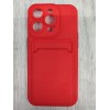 Чехол силиконовый iPhone 14 Pro матовый цветной с визитницей красный