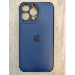 Чехол силиконовый iPhone 14 Pro Max под кожу с лого синий
