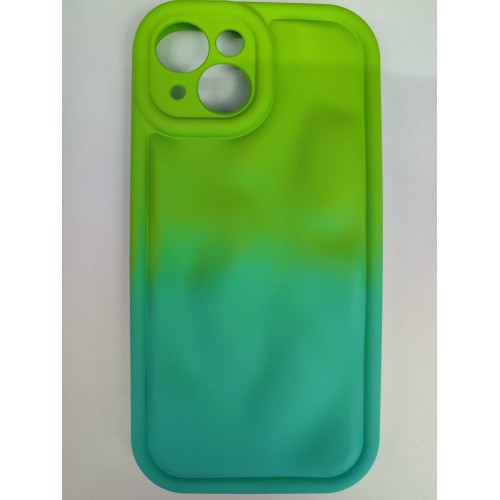 Чехол силиконовый iPhone 15 ДУТЫЙ салатово-синий