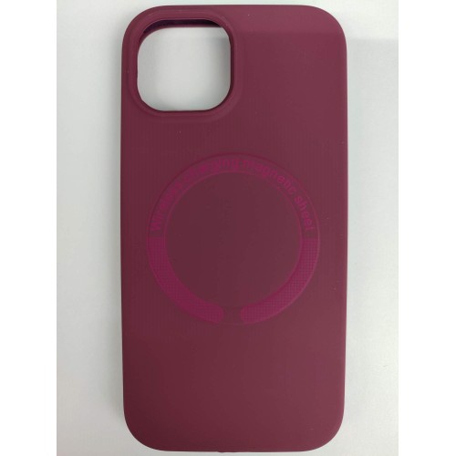 Чехол силиконовый iPhone 15 MagSafe под оригинал бордовый