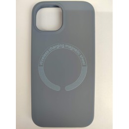 Чехол силиконовый iPhone 15 MagSafe под оригинал серый
